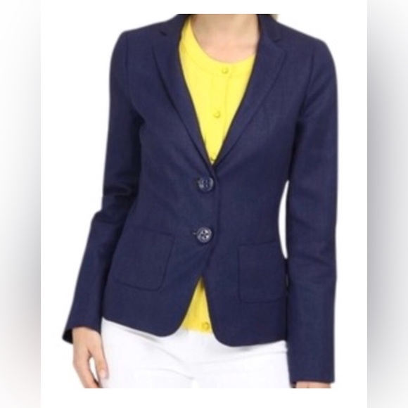 Kate Spade Blue Tami French Linen Blend Blazer with lining - Size 6. - Picture 15 of 17